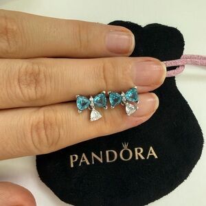 Pandora x Bridgerton Blue Bow Stud Earrings